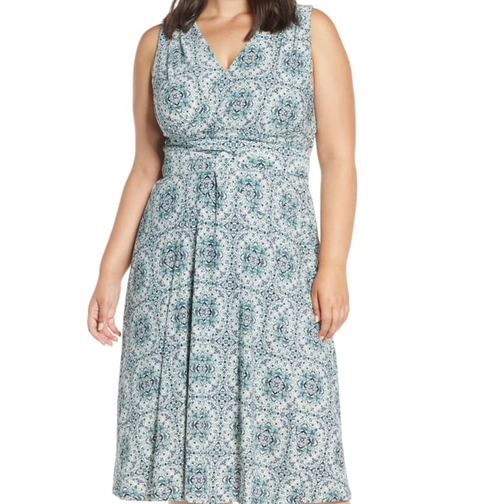 0X Michael Kors Seagreen Wrap Top Midi Dress Plus - Picture 2 of 8